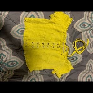 Lace up off the shoulder top